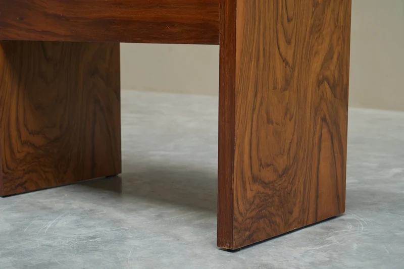 Stunning Art Deco Bench in Burr Burl Walnut and Velvet