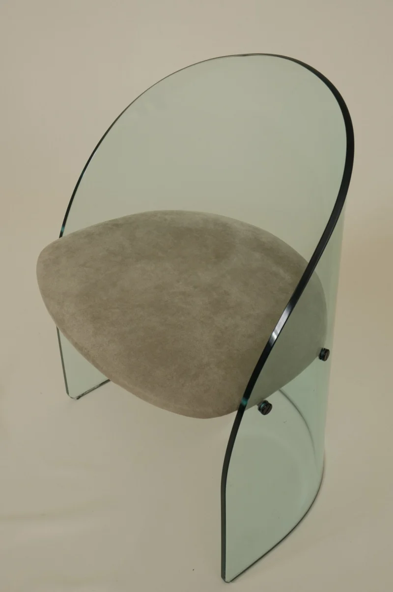 Set of 2 Glass Curved Chair in the Style of Luis Dierra
