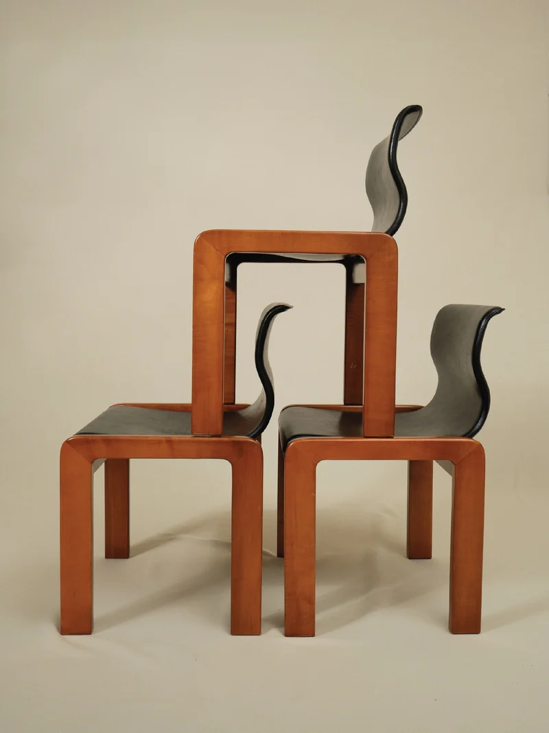 Tobia & Afra Scarpa Set of 4 Dining Leather Chairs