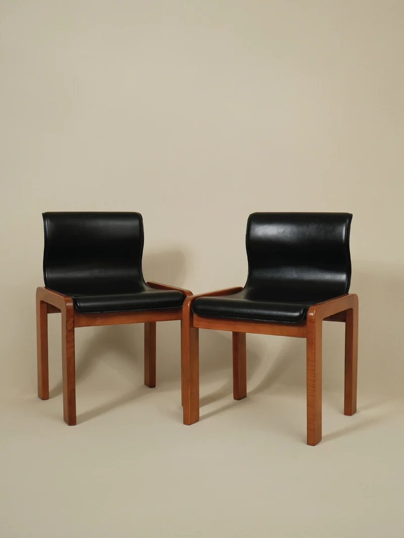Tobia & Afra Scarpa Set of 4 Dining Leather Chairs