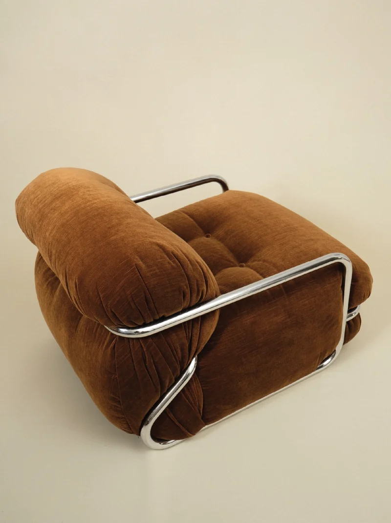 Mario Sabot Lounge Chair - Brown Velvet