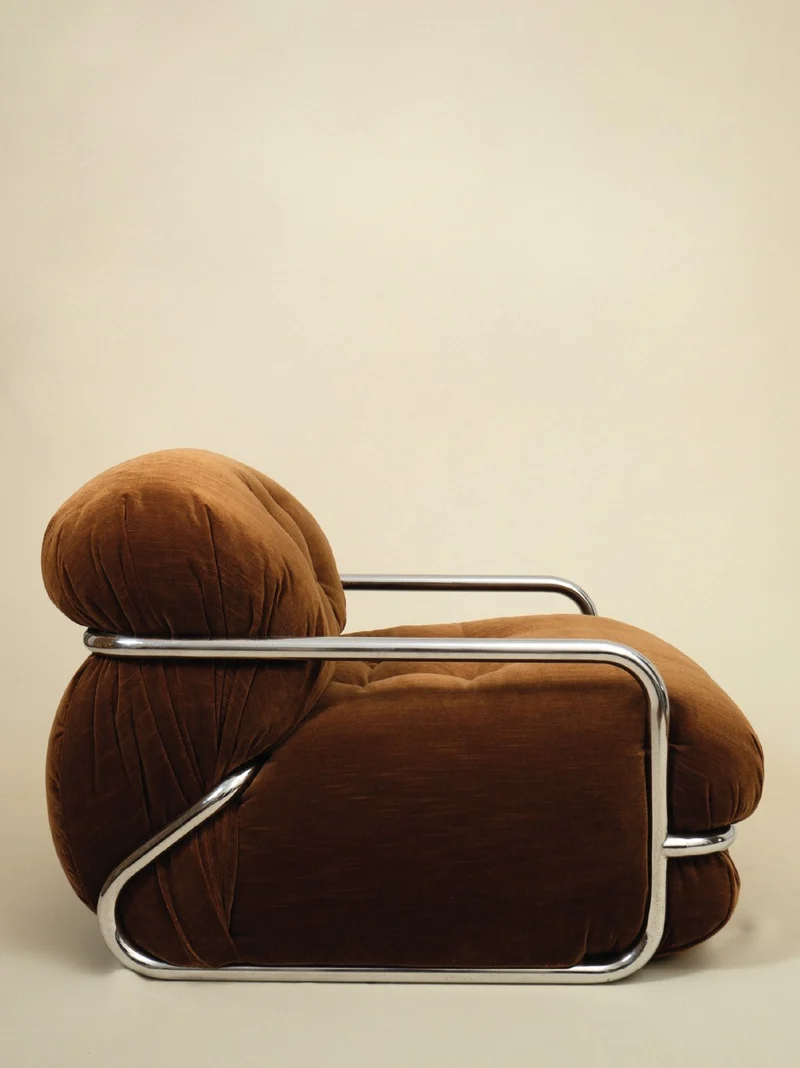 Mario Sabot Lounge Chair - Brown Velvet