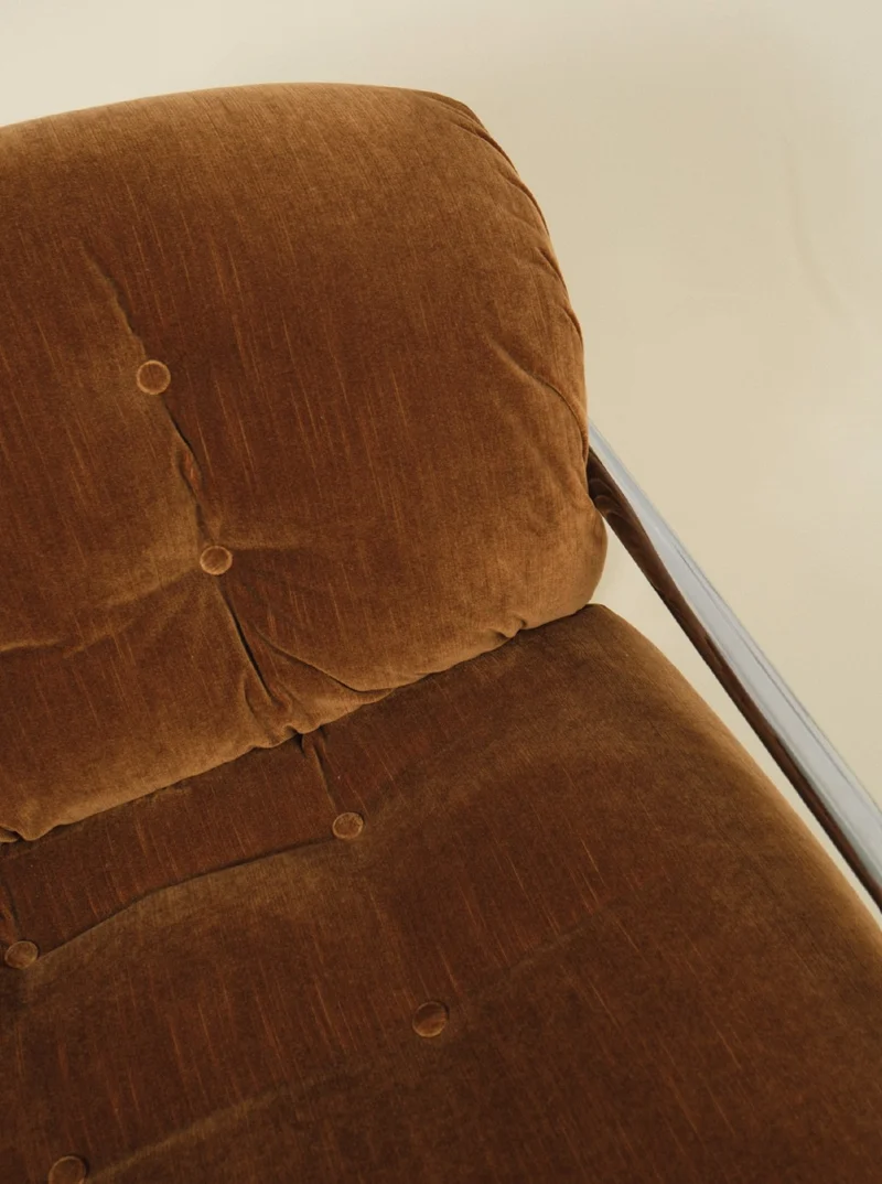 Mario Sabot Lounge Chair - Brown Velvet
