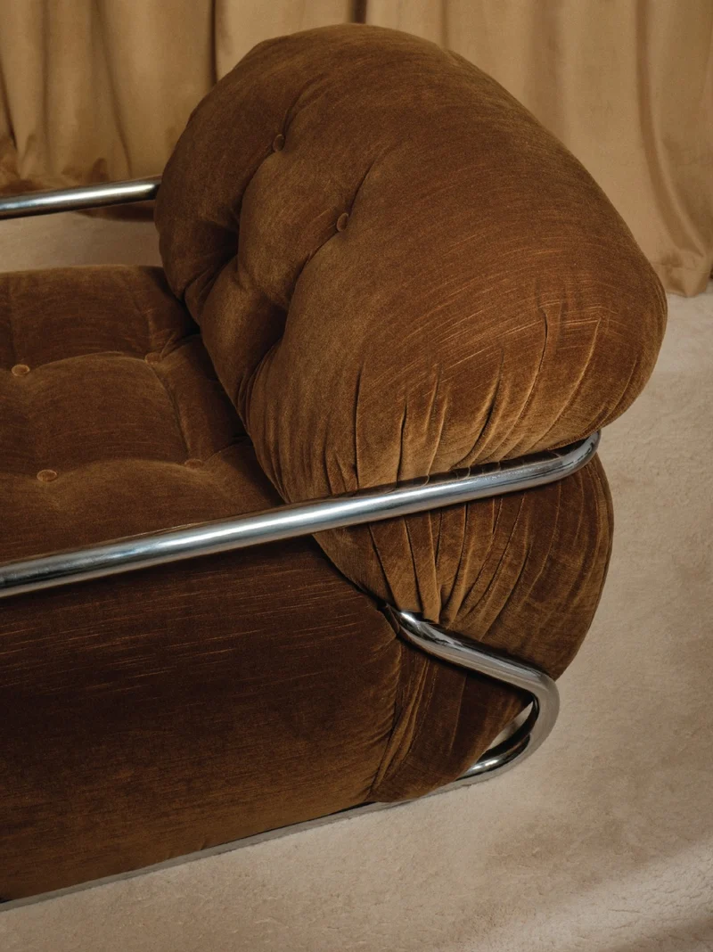 Mario Sabot Lounge Chair - Brown Velvet