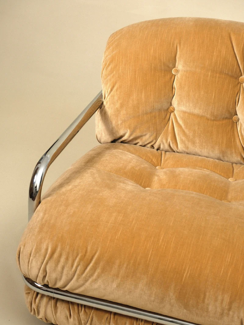 Mario Sabot Lounge Chair - Beige Velvet