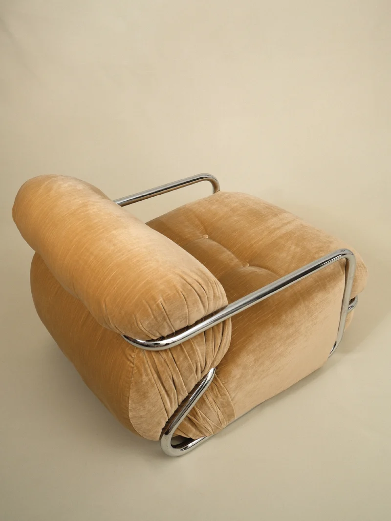 Mario Sabot Lounge Chair - Beige Velvet