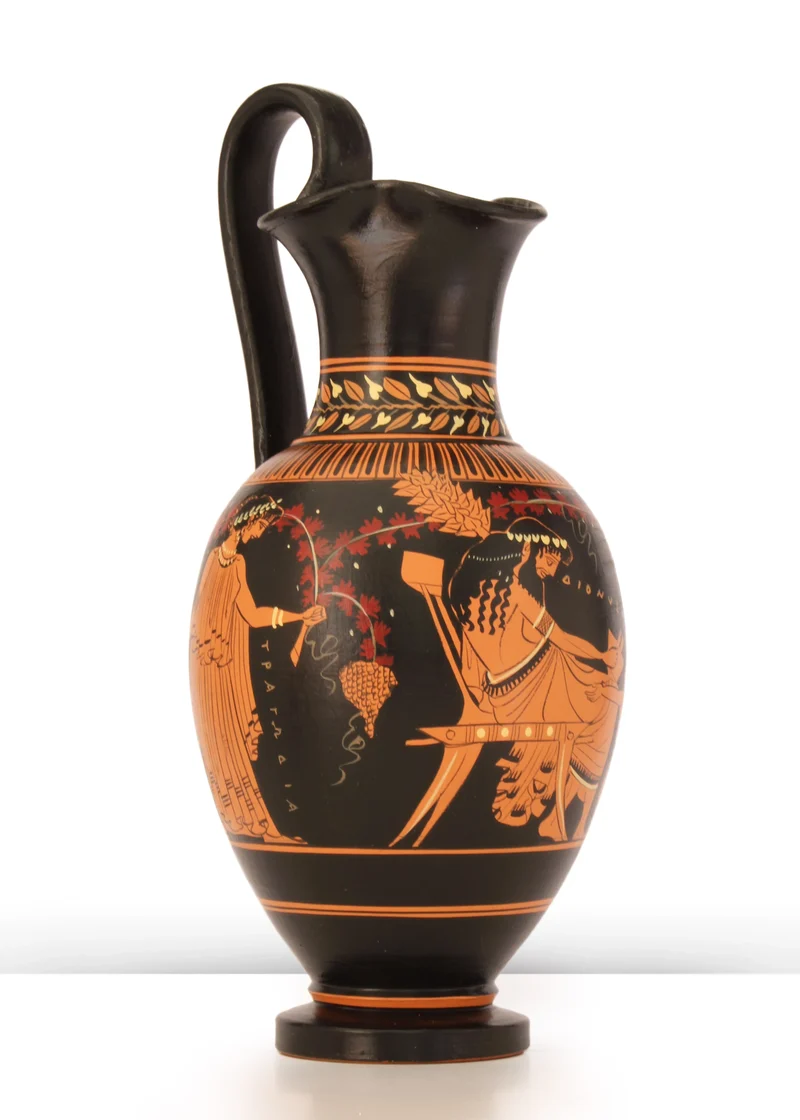 Vase grec avec Dionysos à figures rouges