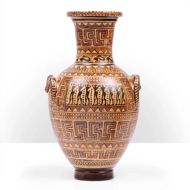 Vase Grec Géométrique avec Motifs Complexes