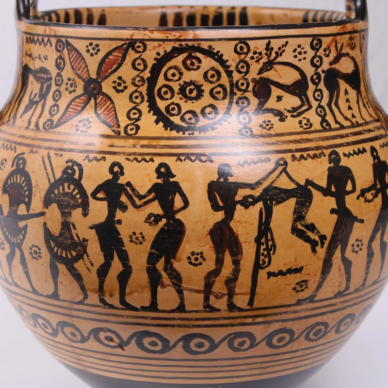 Vase Grec Géométrique avec Scène des Juments de Diomède