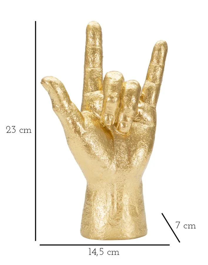 "Statue de main "Rock and Roll" dorée (décoration moderne)"