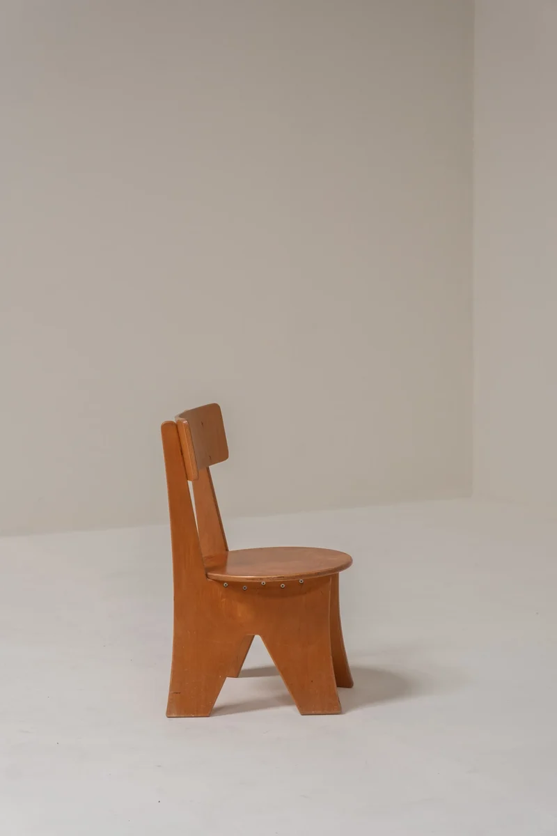 Sculptural Pair of Plywood Chairs, Germany, 1970s