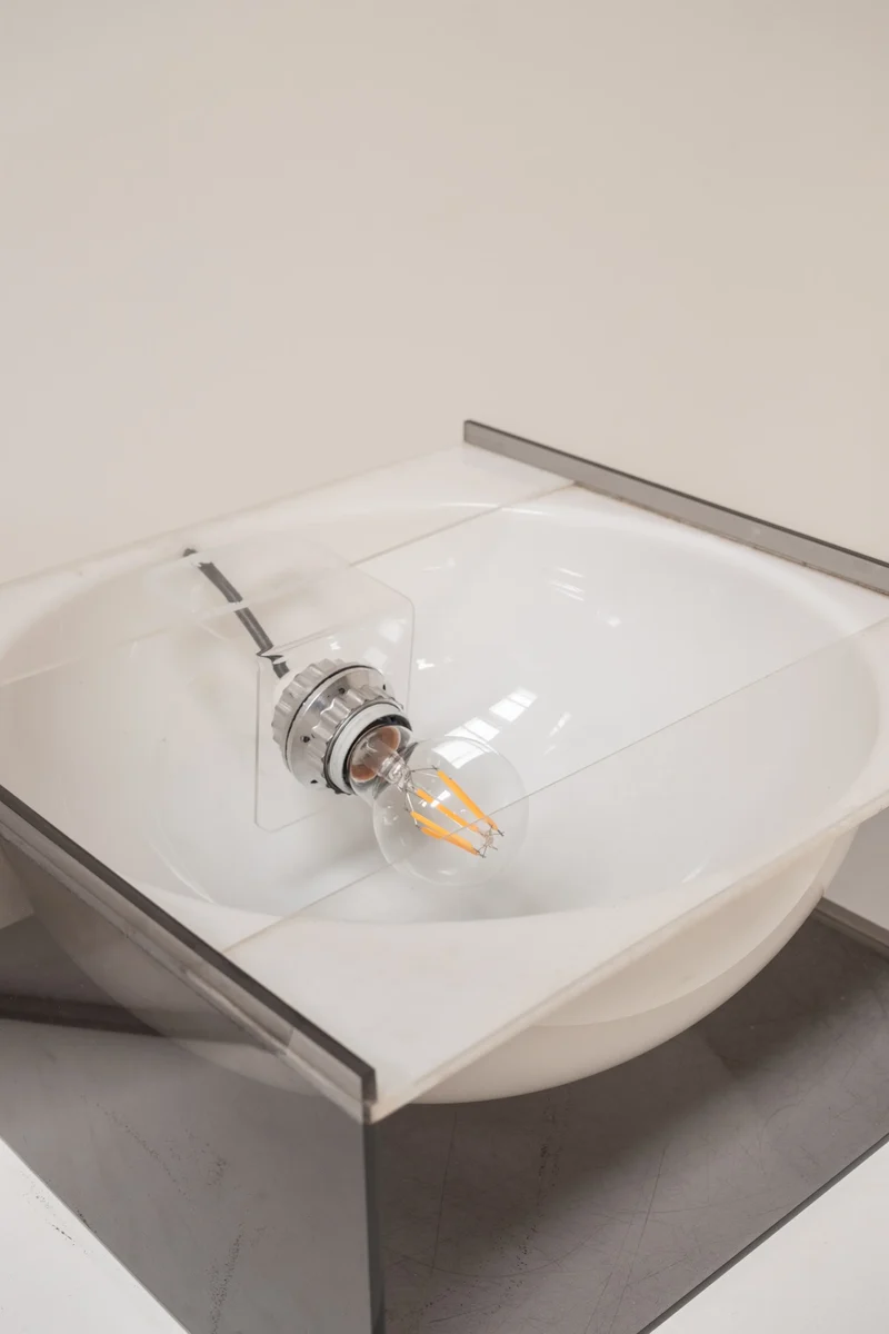 Vintage Kubic Glass Table Lamp, Italy 1970s