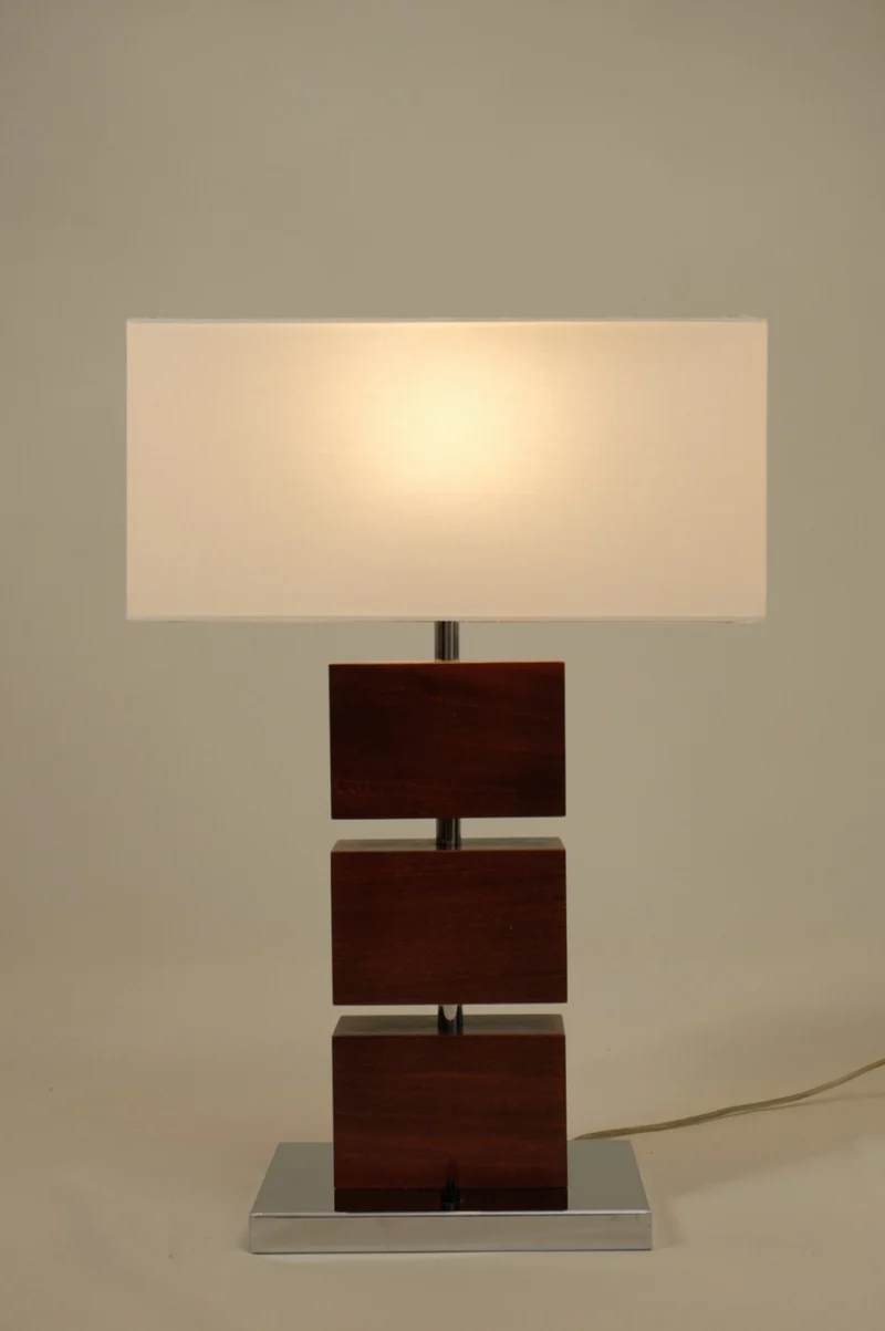 Vintage Pair of French Hotel Wood Table Lamps, 1960s