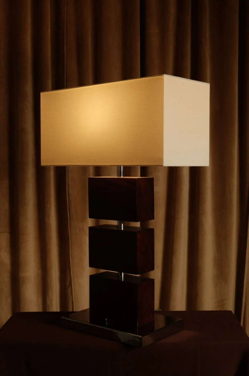 Vintage Pair of French Hotel Wood Table Lamps, 1960s