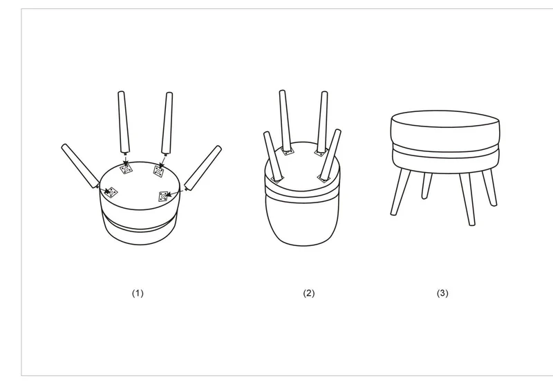Tabouret rond en velours crème avec base dorée – Fauteuil d'appoint Paris