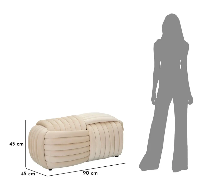 Banc en velours crème – Siège rembourré Sofy