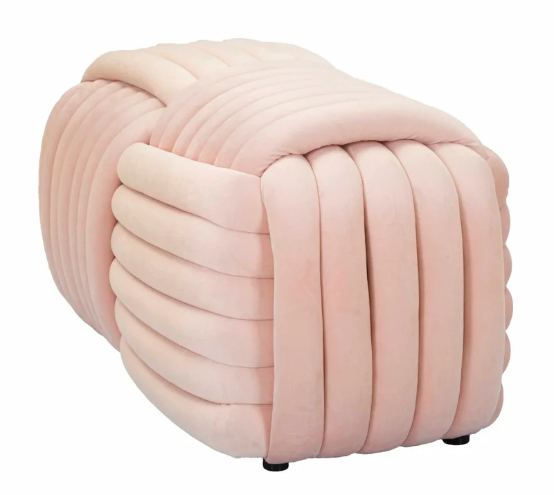 Banc en velours rose – Siège rembourré Sofy