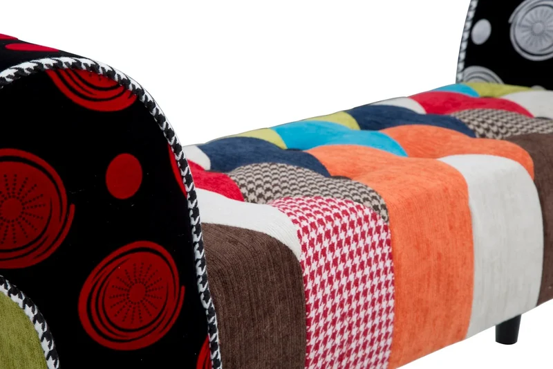 Banc rembourré patchwork – Siège d'entrée multicolore