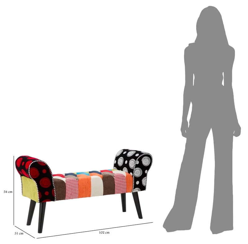 Banc rembourré patchwork – Siège d'entrée multicolore