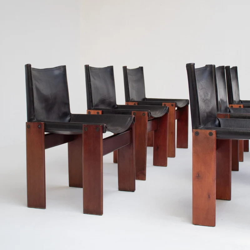 Set of 6 Monk Chairs by Afra & Tobia Scarpa for Molteni