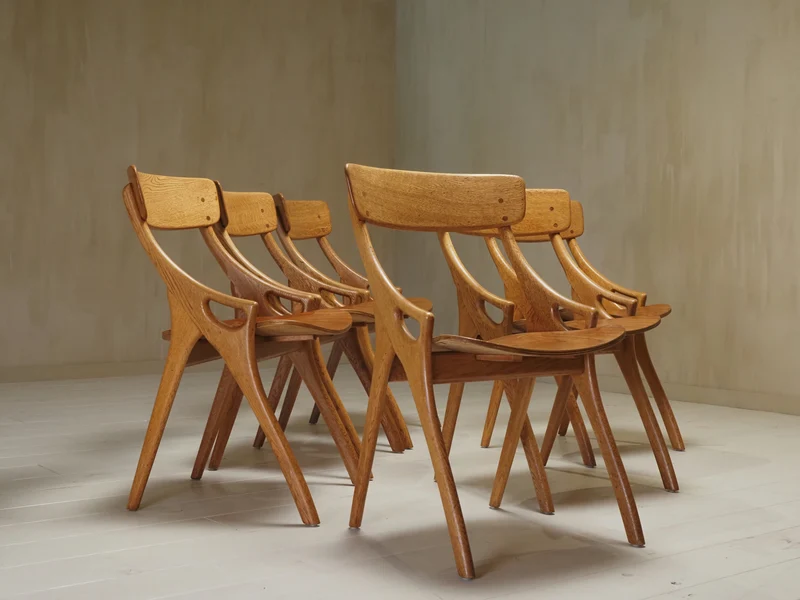 6 Arne Hovmand Olsen Dining Chairs for Mogens Kold Mobelfabrik 1959