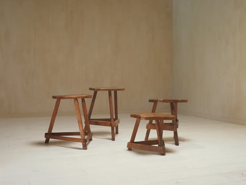 Set of 19th Century English Antique Oak Cutler's Stools