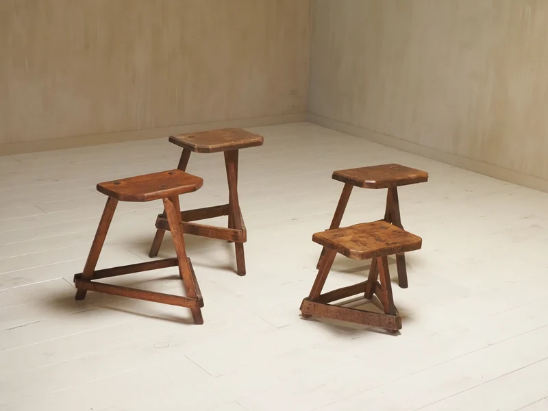 Set of 19th Century English Antique Oak Cutler's Stools