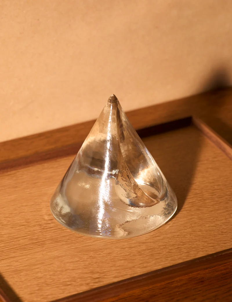 Clear glass pyramid candle holder in European glass