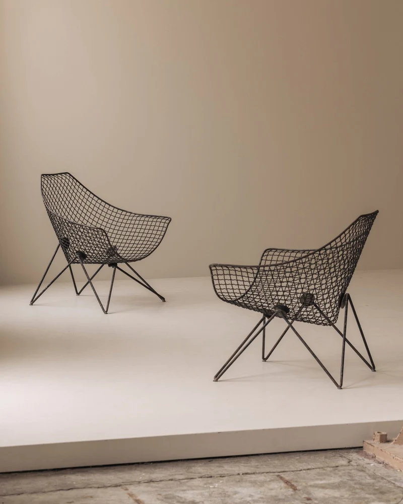 Exceptionally rare pair DU 43 lounge chairs by Gastone Rinaldi for RIMA, 1950s