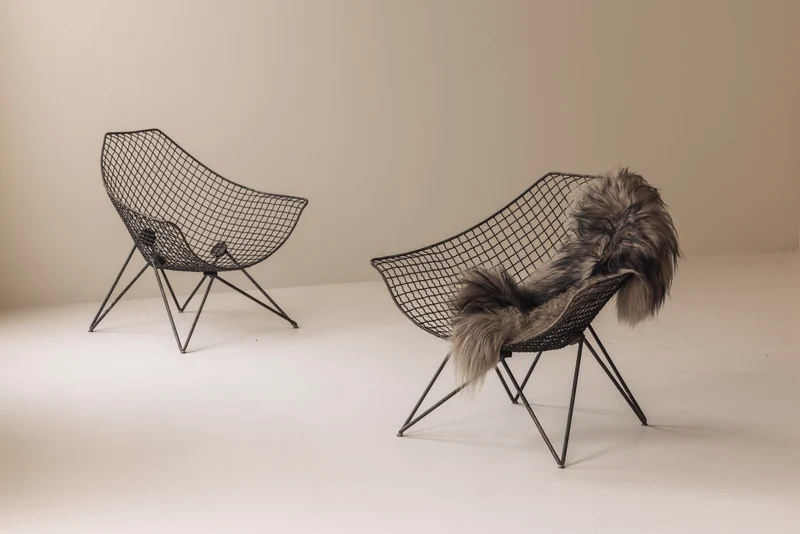Exceptionally rare pair DU 43 lounge chairs by Gastone Rinaldi for RIMA, 1950s