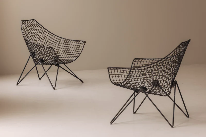 Exceptionally rare pair DU 43 lounge chairs by Gastone Rinaldi for RIMA, 1950s