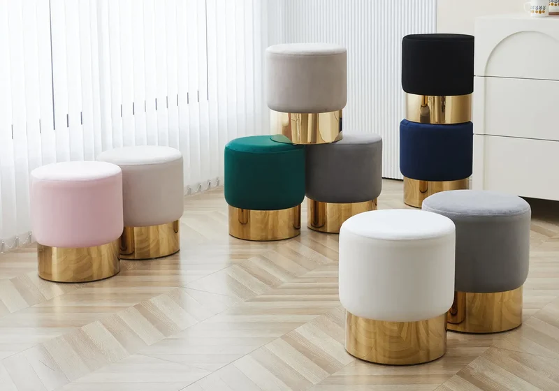 Pouf doré velours moka - Lisy