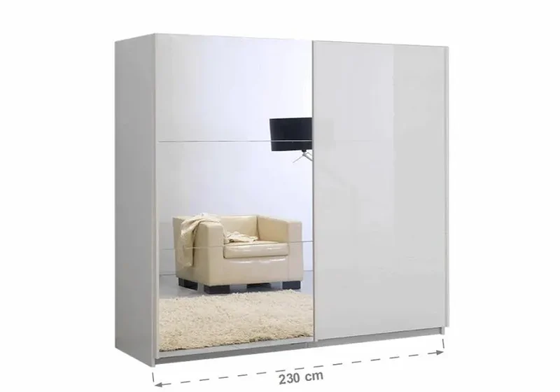 Armoire portes coulissantes miroir laquée blanc JAZZ