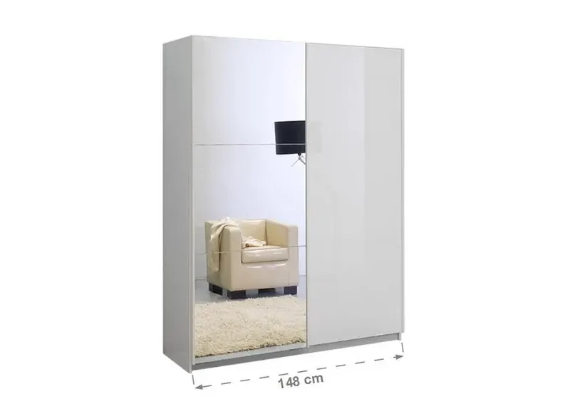 Armoire portes coulissantes miroir laquée blanc JAZZ