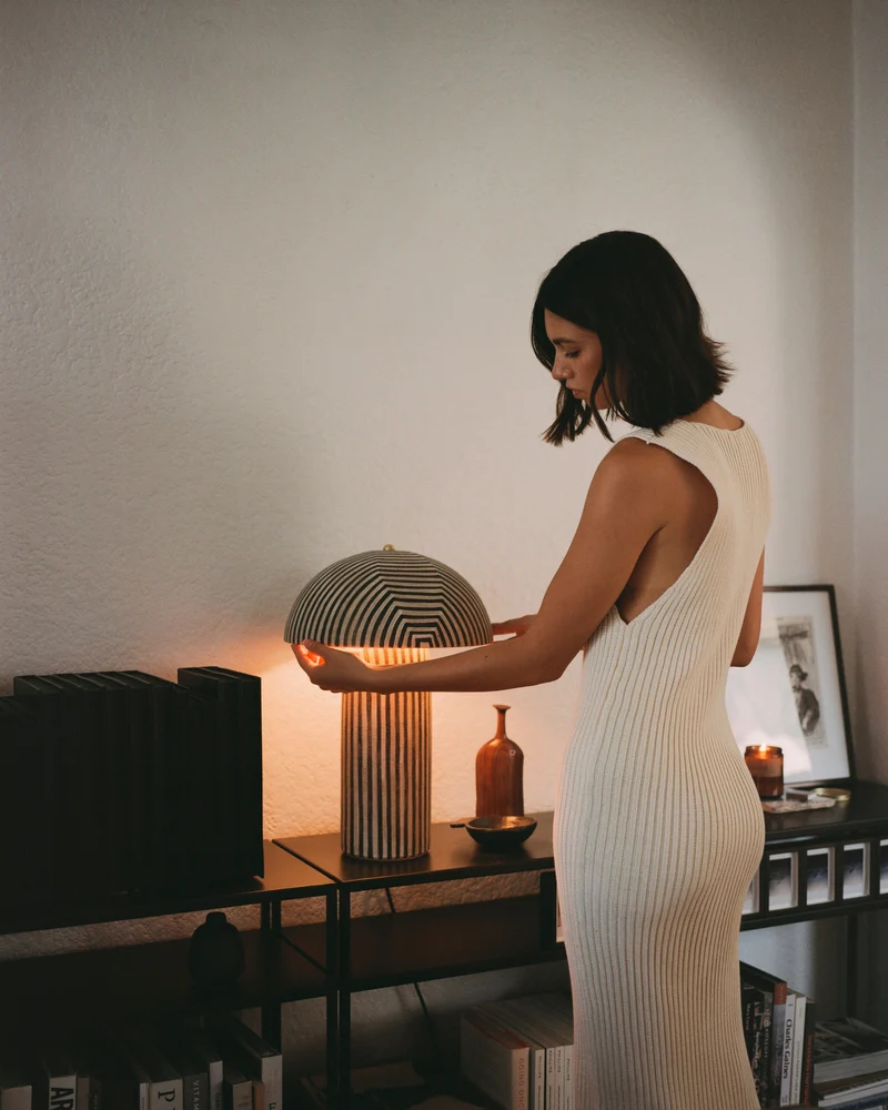 Tera Brass Table Lamp Stripe