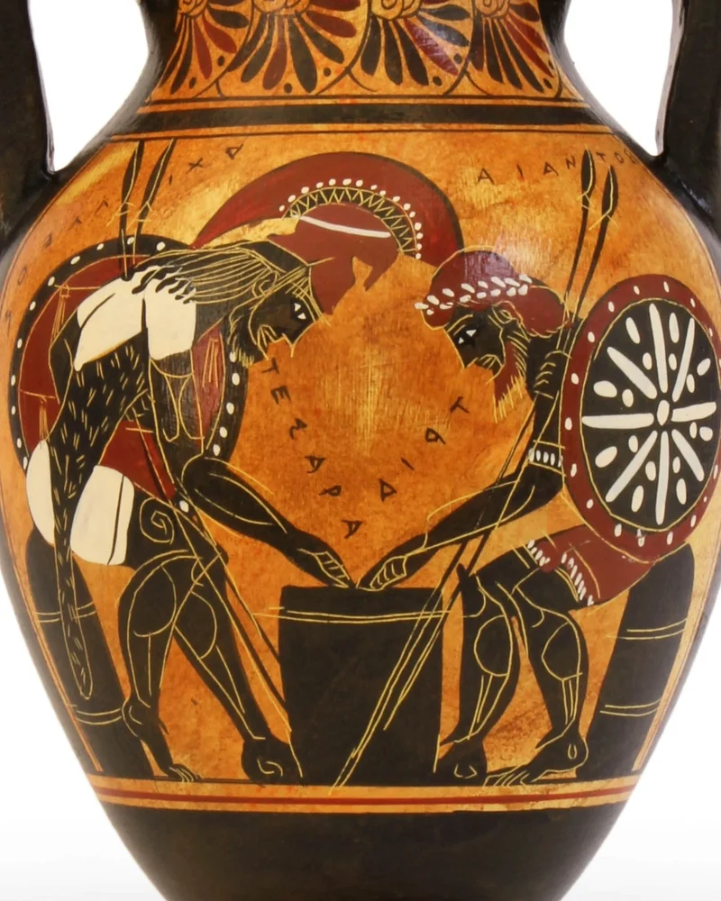 Amphore grecque avec Ajax et Achille à figures noires