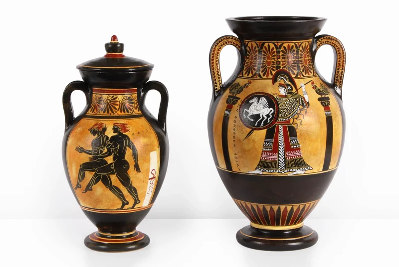 Amphore grecque avec Athéna et Hercule à figures noires