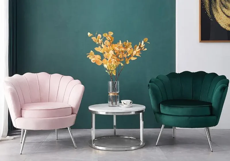 Fauteuil coquillage velours gris - Nymea