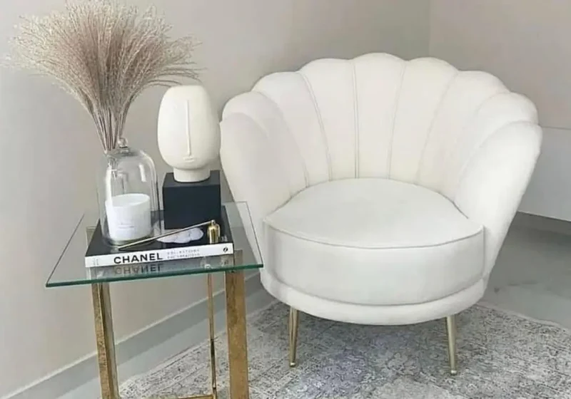 Fauteuil coquillage doré écru - Nymea
