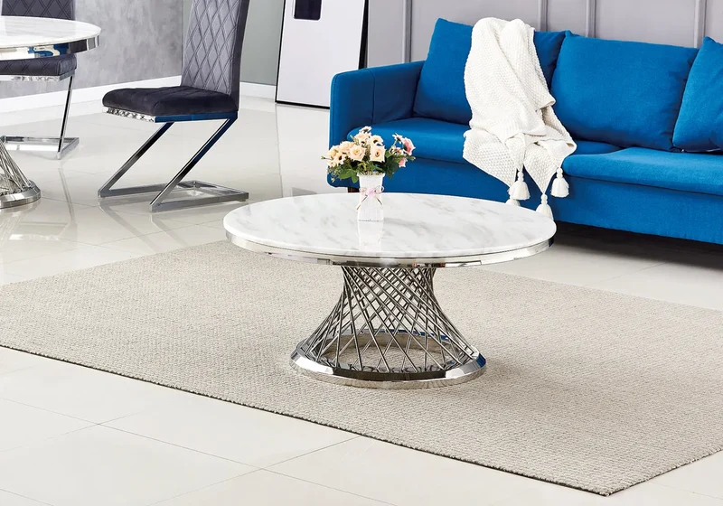 Table basse ronde marbre blanc - Luc