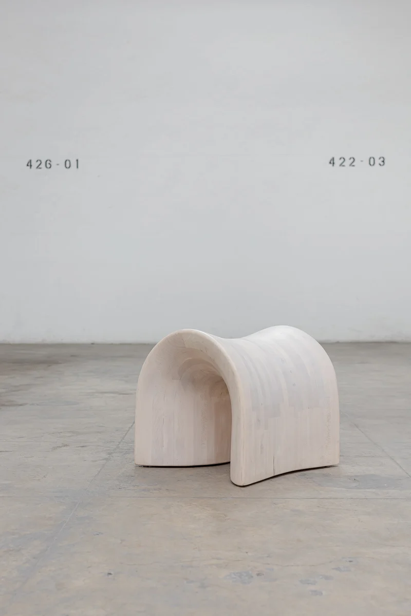 Solid Oak Stool - TORO Series, Cream Wash Finish