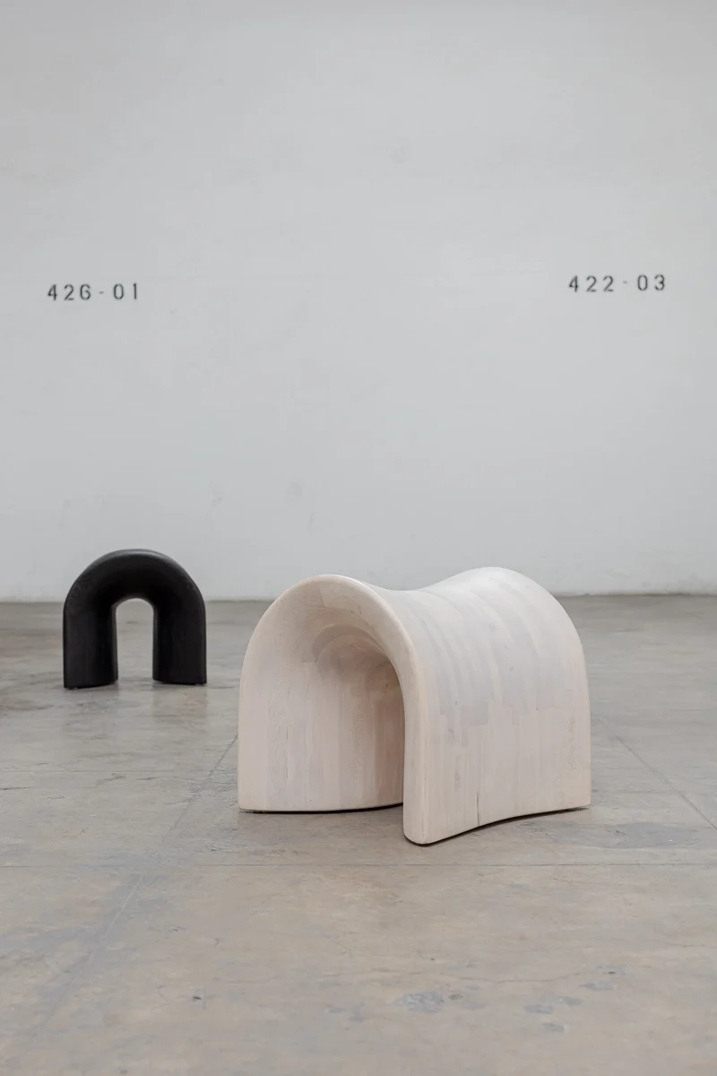 Solid Oak Stool - TORO Series, Cream Wash Finish