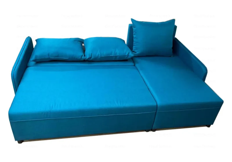 Canapé angle convertible-lit bleu - Stely