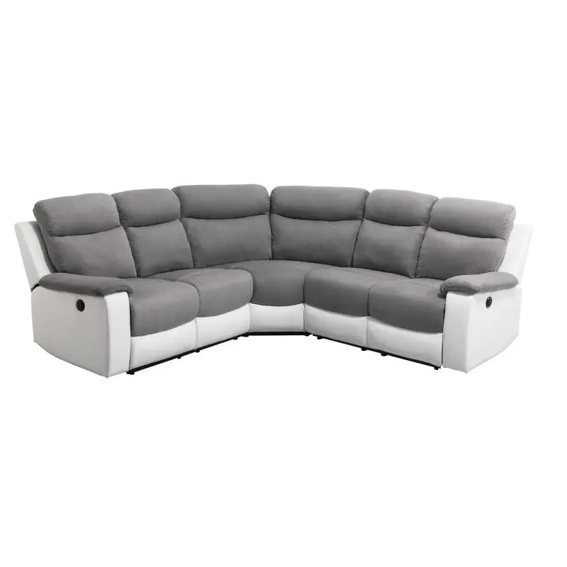 Canapé d'angle relax électrique blanc et gris - Oscar