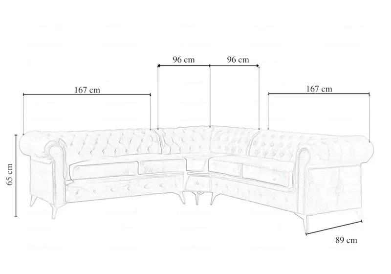 Canapé angle Chesterfield velours moka - Hugo
