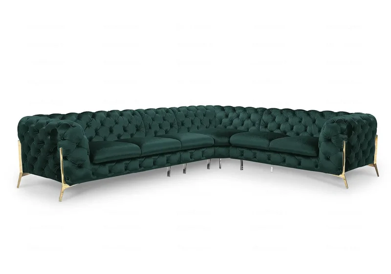Canapé angle chesterfield vert PACO