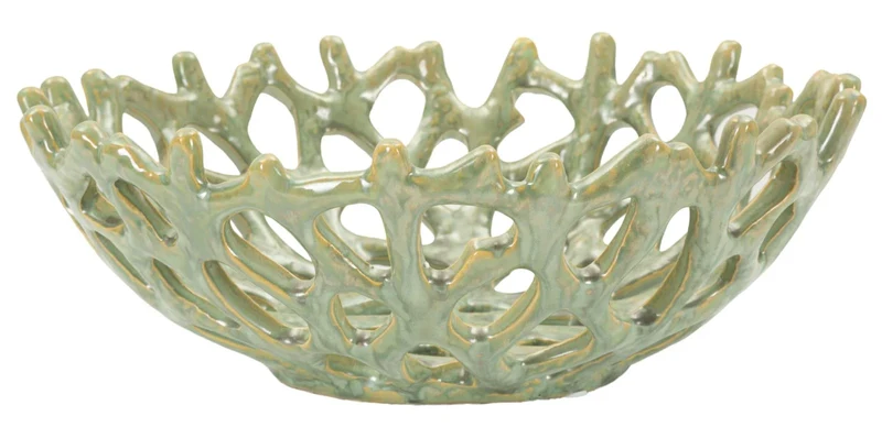 Bol décoratif vert en forme de corail – Bol décoratif moderne