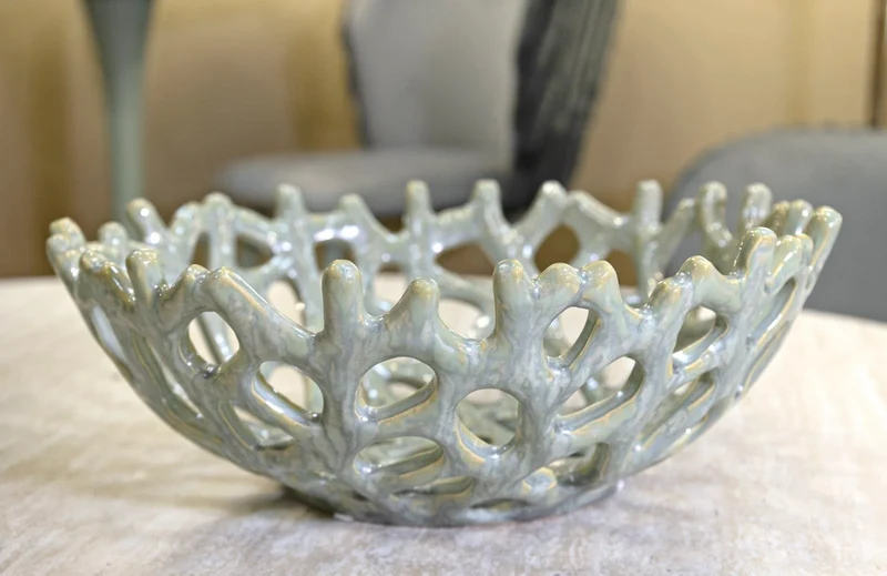 Bol décoratif vert en forme de corail – Bol décoratif moderne