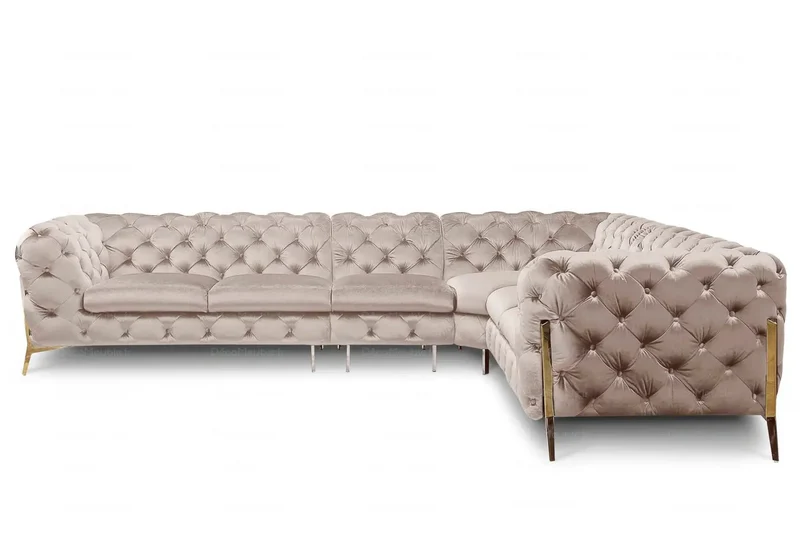 Canapé angle chesterfield taupe PACO