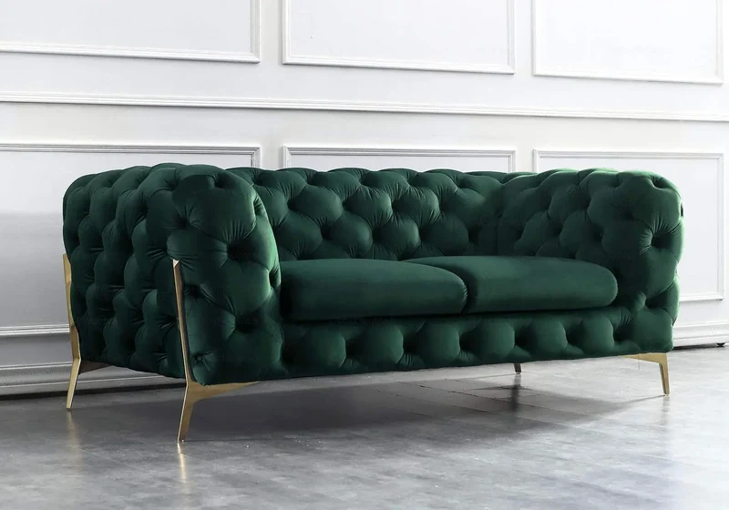 Canapés 3+2+1 chesterfield vert PACO